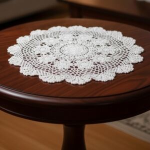 Handmade Crochet Flower Wall Decor Hancrafted Doily Retro Round White Placemat
